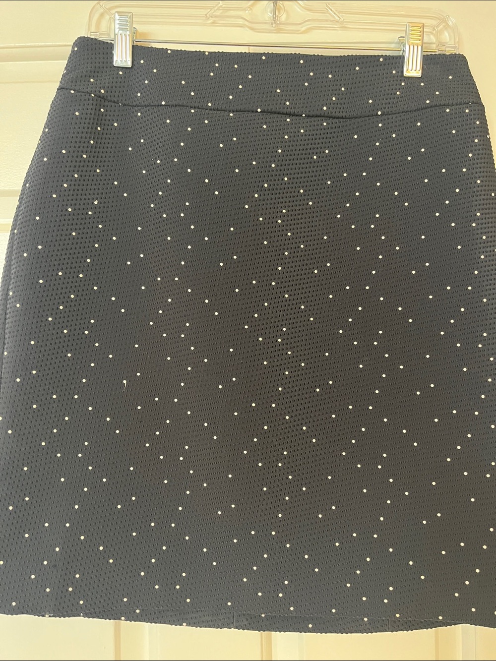 Ann Taylor NavyMini Skirt with Ivory Dot Texture